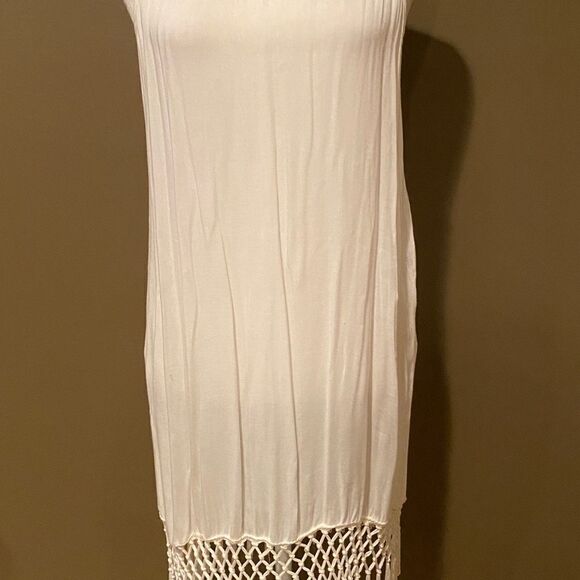Mud Pie Swimsuit Coverup Size Small Fringe Bottom Tie Neck - Picture 4 of 10